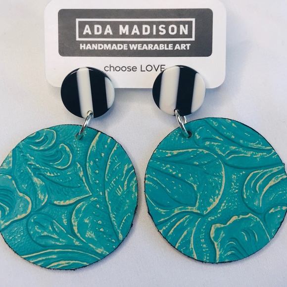 REVERSIBLE leather earrings - One of a Kind SOLD - Picture 1 of 3
